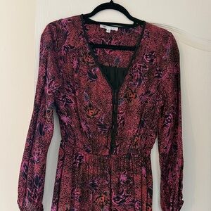 DR2 Women's Long Sleeve Pink and Black Floral Dress